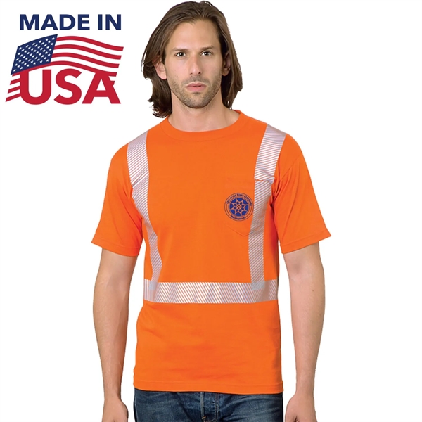 Hi Vis USA-Made Class 2 Segmented Cotton Safety Pocket Shirt