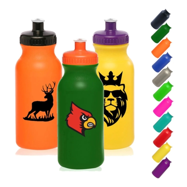 20 oz Custom Plastic Sports Bottle w/ Push Spout