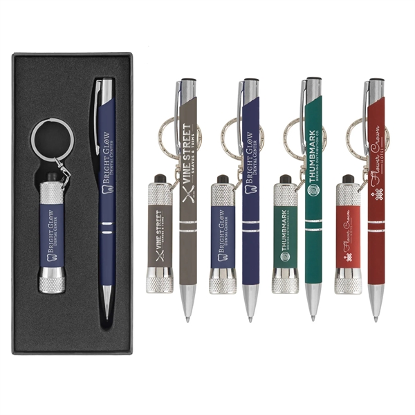 Tres-Chic & Chroma Softy - Metal Pen & Flashlight Gift Set
