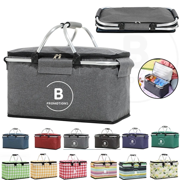 Portable Collapsible Insulated Picnic Basket with Handles