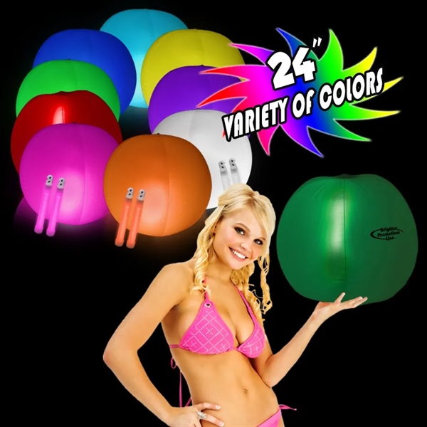 24" Translucent Inflatable Beach Ball with 2 Glow Sticks 6"