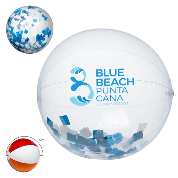 16" Blue and White Confetti Beach Ball