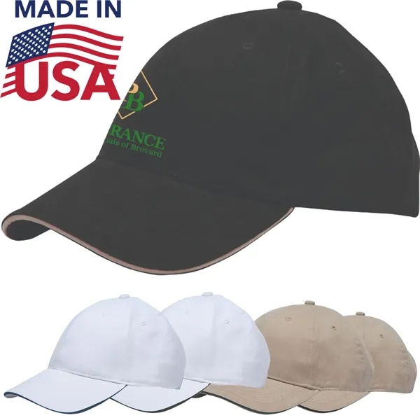 USA-Made 100%Cotton Unstructured Washed Cap w/ Pancake Visor