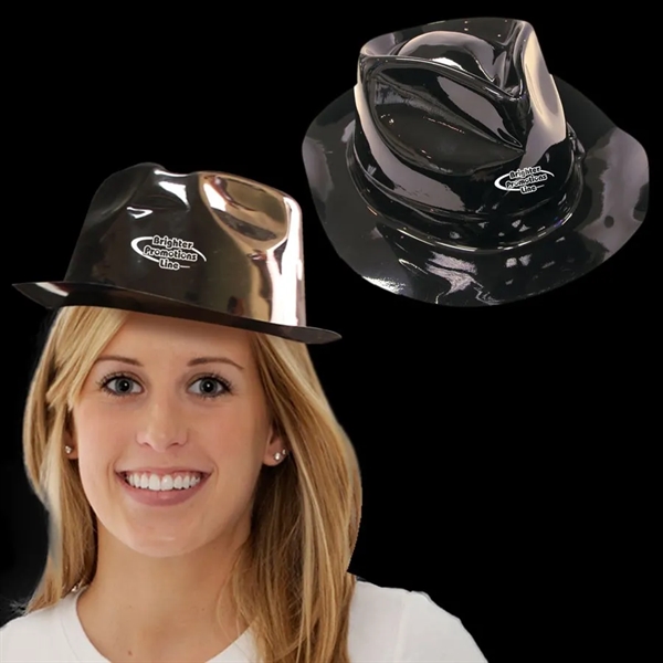 Black Plastic Gangster Fedora Hat