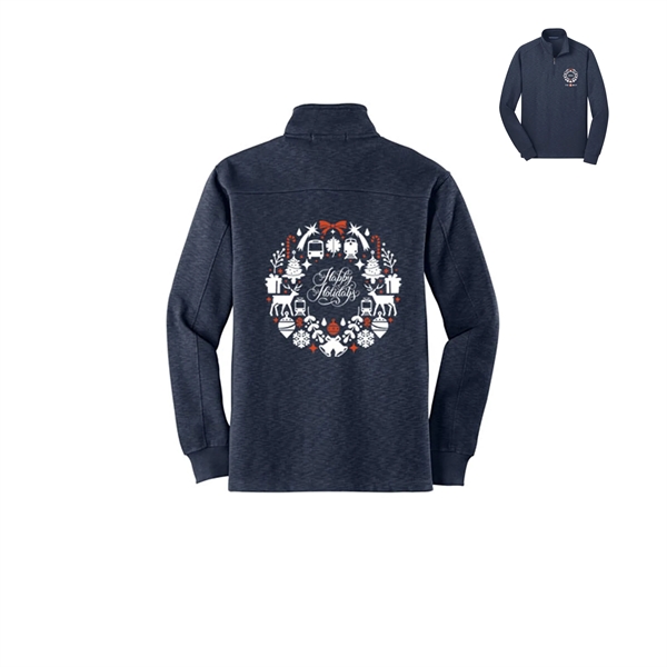 Trimet Holiday  - Navy Slub Fleece 1/4-Zip Pullover.
