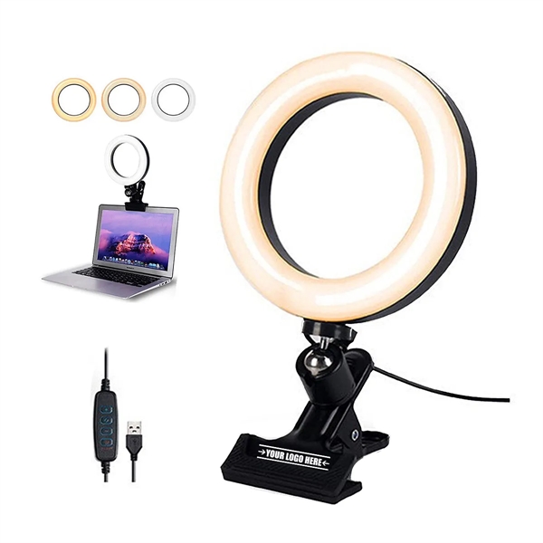 Mini Selfie Ring Conference Light for Laptop with Clamp