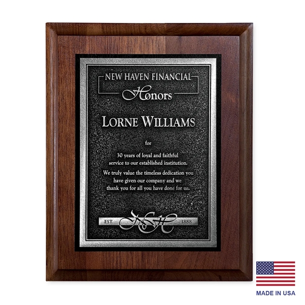 Silver-Toned Plaque - Walnut - Arrival