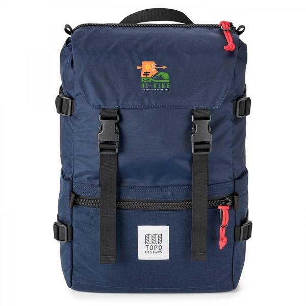 navy blue Rover Pack Classic bag with logo at top