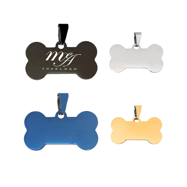 Pets Nameplate Bone Shape ID Tags Metal Customize