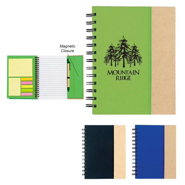 Spiral Notebook With Sticky Notes And Flags