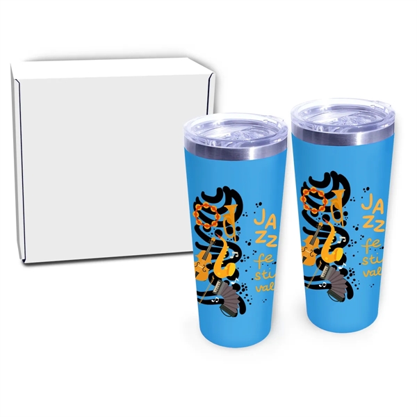 22 oz. Memphis Tumbler with Slide Lid - Gift Set, Full Color