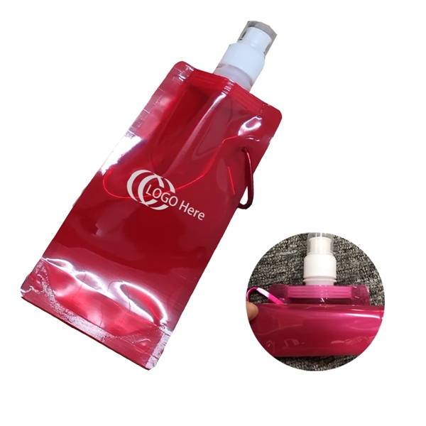 17 oz Foldable Roll Up  Water Bottle With Carabiner
