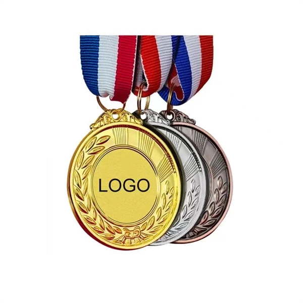 Custom Printed Metal Medal with Wheat and Bow 