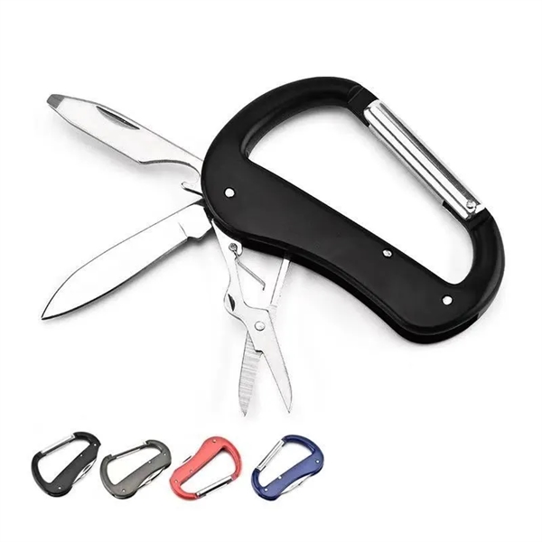 Multi-Tool Carabiner With Knife Opener and Scissors