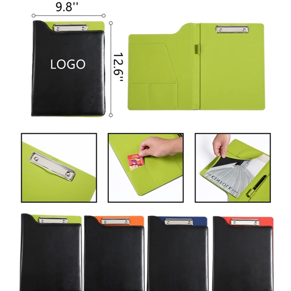 PU leather folder with large pocket and card slot