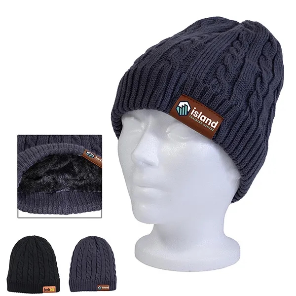 THE COZY Cable Knit Beanie With Fluffy Soft Lining