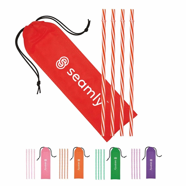 Reusable Straws in Drawstring Pouch