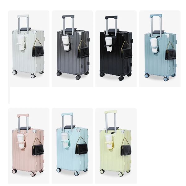 Small Creative Luggage with Cup Holder Usb Port Lock