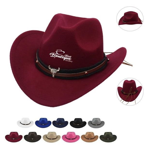 Unisex Classic Western Cowboy Men Felt Wide Brim Hats