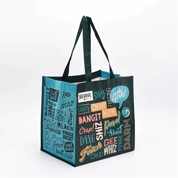 Full Color PET Non-Woven Tote Bag Gusset 4 Sided 12"x13"x10"