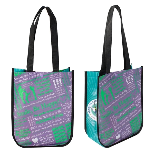 Full Color PET Non-Woven Rounded Tote Bag 4 Sided 10"x12"x5"