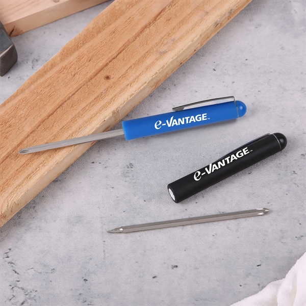 Pocket Screwdriver with Reversible Phillips and Flat Blade