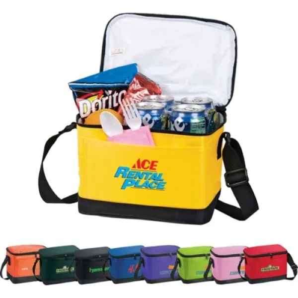 Compact Insulated Zipper Cooler Bag w/ Front Pocket 9"x7"x7"