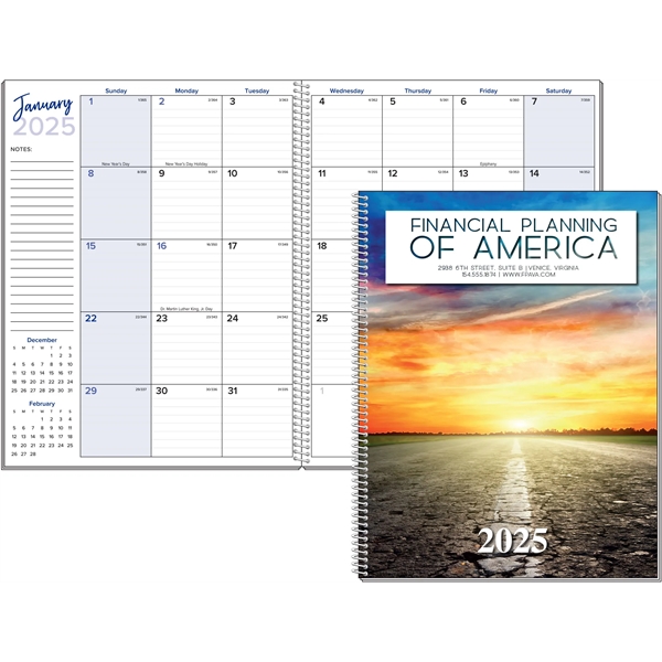 Large Monthly Planner Wire Bound to Cover