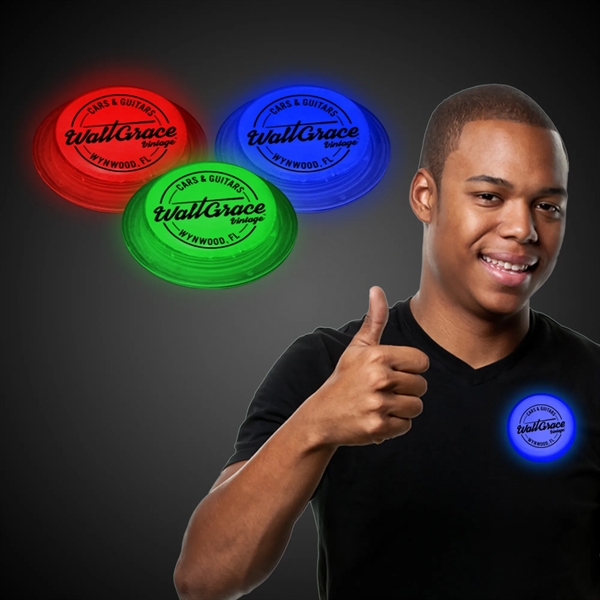 3" Self-Adhering Circle Shaped Light Up Glow Badge