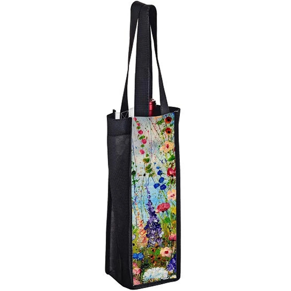 Sublimated PET Non-Woven Bottle Tote Bag Gusset 4"x13"x4"