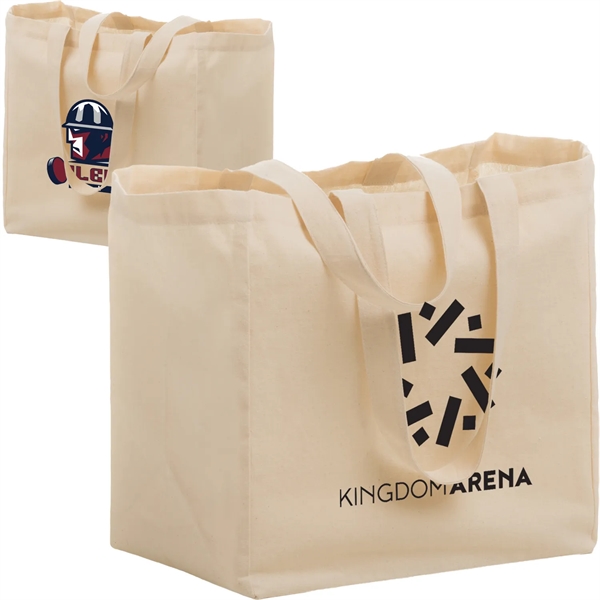 Premium 6 oz. Canvas Grocery Tote Bag w/ Gusset 12"x13"x8"