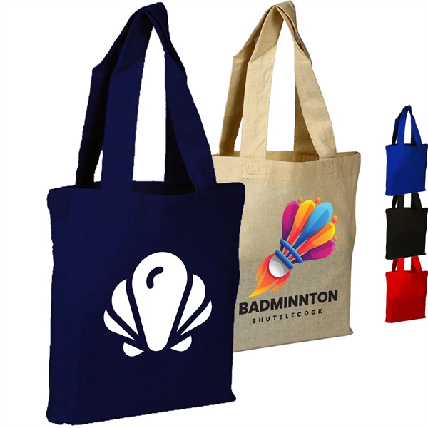100% Cotton Canvas Sheeting Tote Bag W/ Mini Gusset