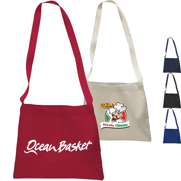 Messenger Cotton Canvas Tote w/ Shoulder Strap 14"W X 12"H