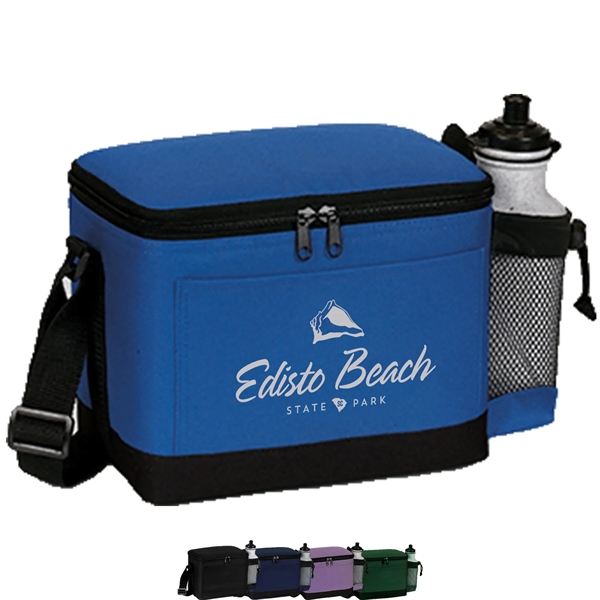 600D Insulated 6 Pack Cooler Bag w/ Mesh Pocket 9"x 6.5"x 6"