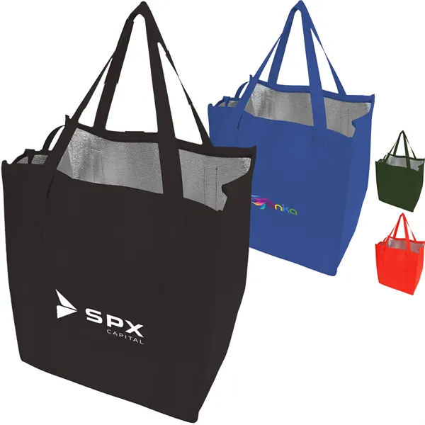 Non-Woven Insulated zipper Grocery Tote Bag (13"X15"X9")