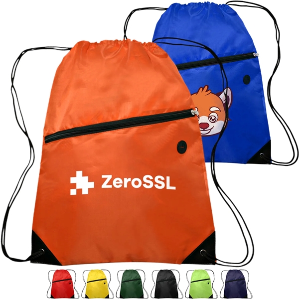 Drawstring Sports Bag w/ Zipper & Earphone Slot (13.5"x18")