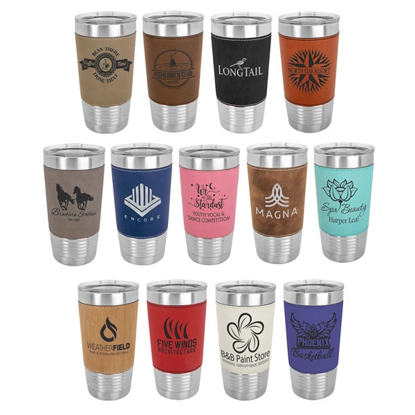 Polar Camel 20 oz. Light Brown Laserable Leatherette Tumbler