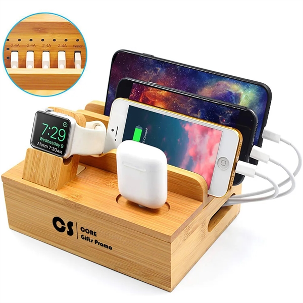 Bamboo Charging Station For Multi Device