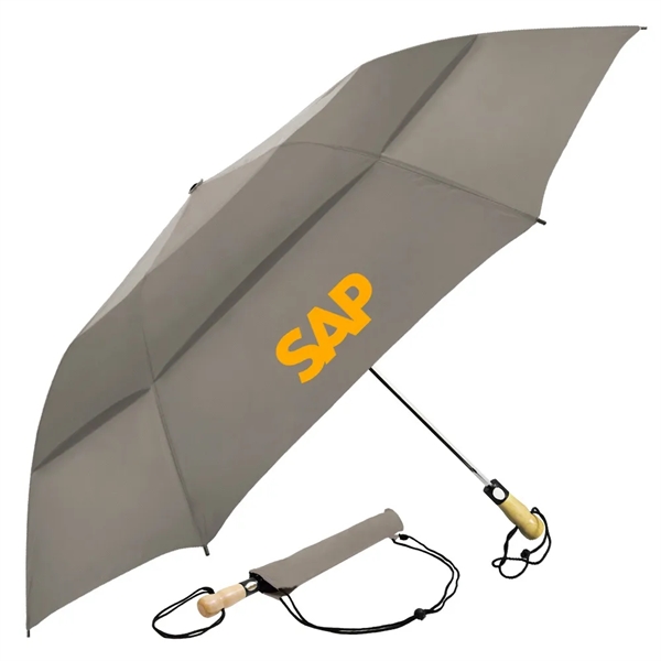 The Vented Little Giant™ Folding Golf Umbrella - Wood Handle