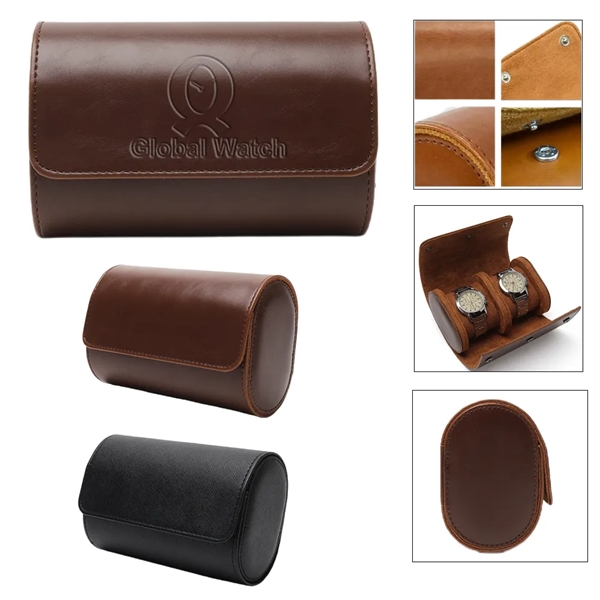 Leather Double Watch Rolls- 2 Slots