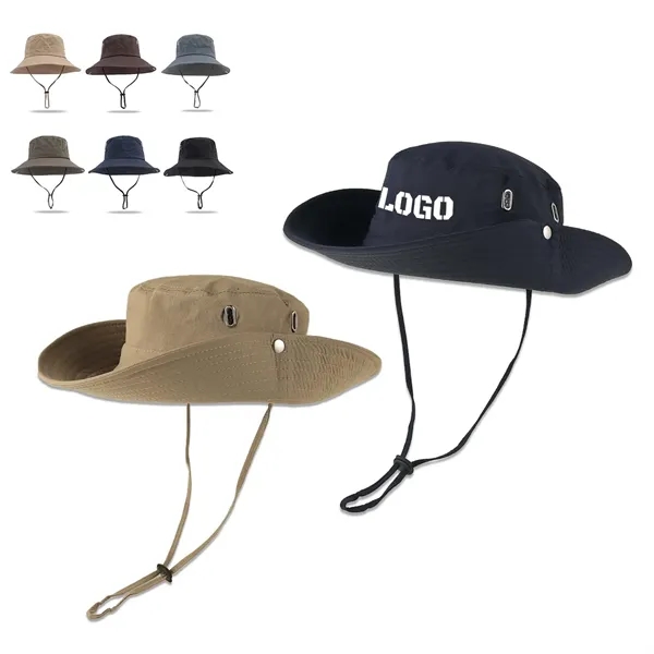 Wide Brim Bucket Hat With String