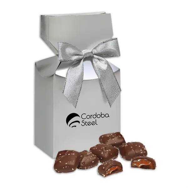 Chocolate Sea Salt Caramels in Silver Gift Box