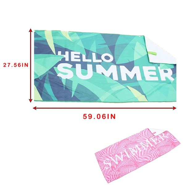 Customizable Beach Towel With Eastic Cord And Snap Closure