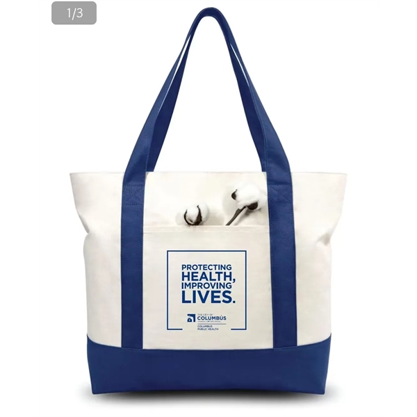 Big Canvas  Tote Bag With Front Pocket
