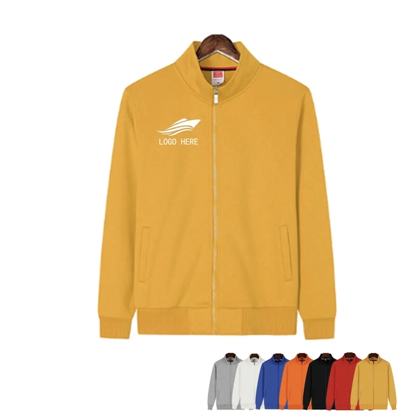 Polyester Flexiprint Custom Hoodless Sweatshirt With Zipper