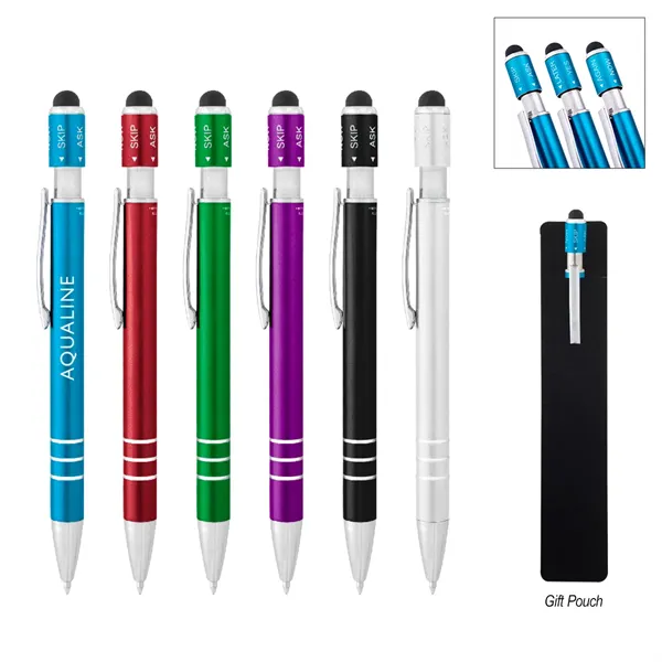 Recycled Aluminum Spin Game Top Pen With Stylus