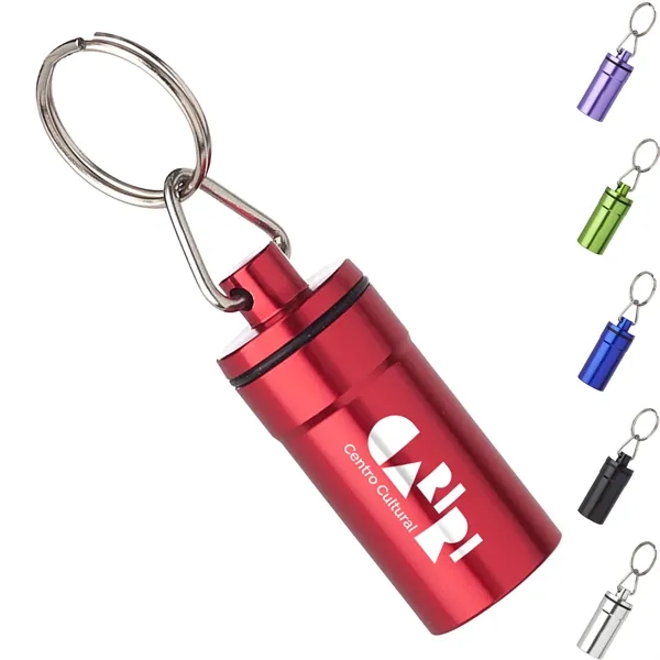 Keychains for metallic aluminum pill bottles