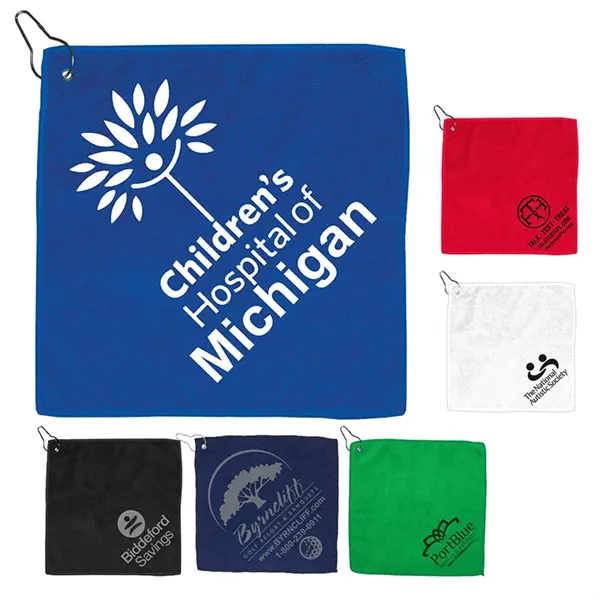 300GSM Microfiber Golf Towel with Metal Grommet and Clip