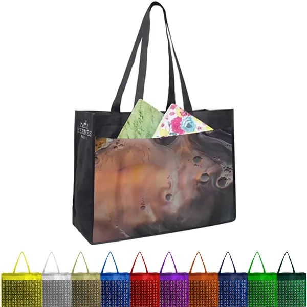 PET Non-Woven Tote Bag Sublimated Front Pocket (18"x16"x5")