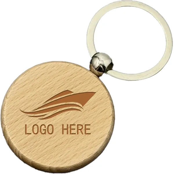 Customized Wooden Circular Keychain Key Tag